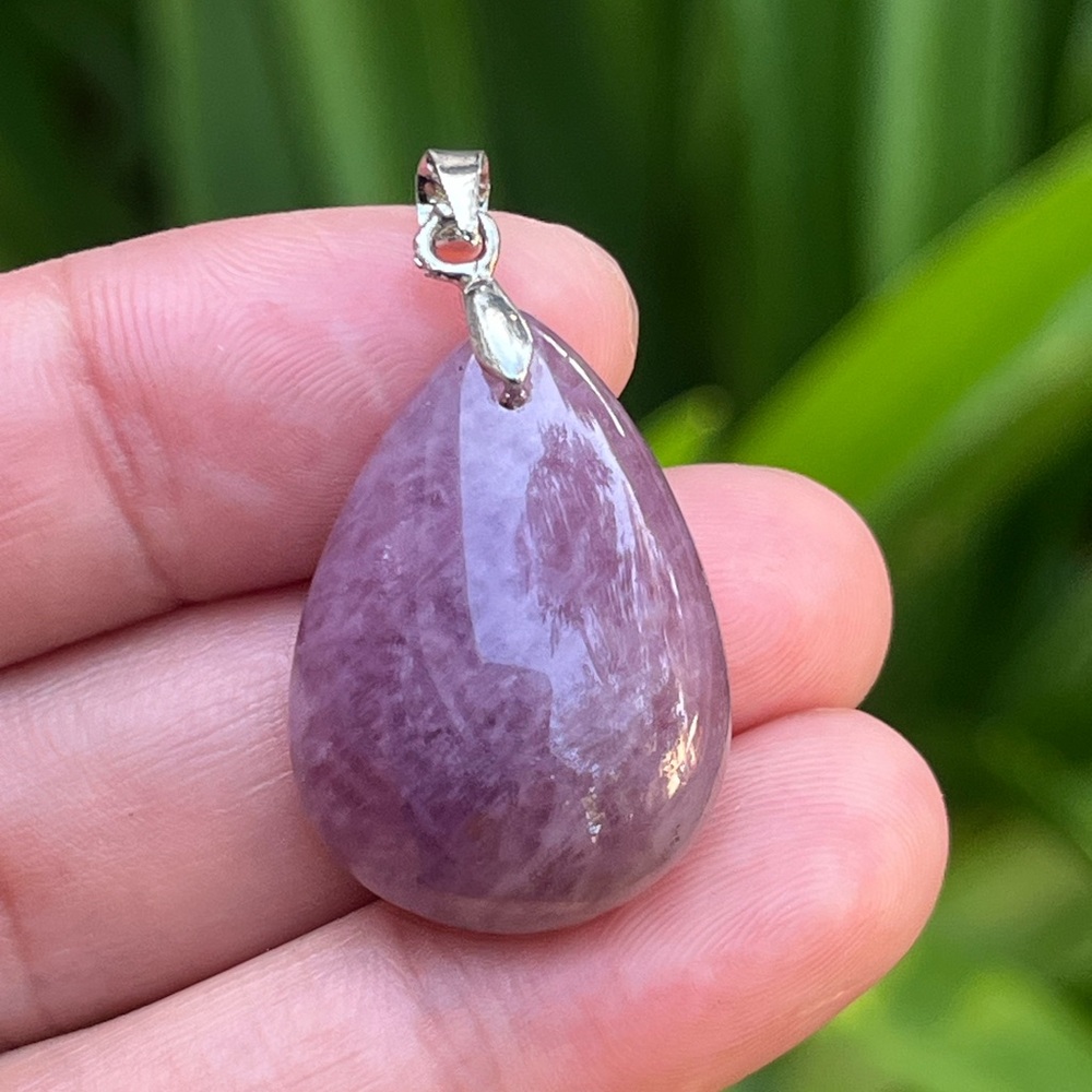 Sterling silver 925 stamped dainty Madagascar purple rose quartz pendant‎ 1716
